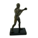 AN ORIGINAL 1930'S CAST BRONZE MODEL, CHAMPION BOXER With good natural patination, raised on