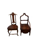 A MAHOGANY BUTLERS' CHAIR Along with a 19th Century commode chair. (48cm x 50cm x 85cm) Condition: