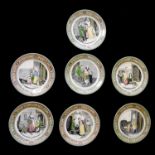 CRIES OF LONDON, A SET OF EARLY 20TH CENTURY POTTERY CABINET PLATES Seven plates decorated with