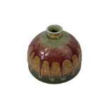 A CHINESE MULTICOLOURED ART POTTERY BEEHIVE BRUSH POT. (h 11.5cm) Condition: good, some crazing