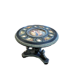 AN 18TH/19TH CENTURY DESIGN VERDIGRIS BRONZE MOUNTED CIRCULAR CENTRE TABLE WITH CENTRAL SÈVRES STYLE