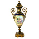 SÈVRES, A FINE MID 19TH CENTURY PORCELAIN PEDESTAL VASE/URN AND COVER Ormolu mounted, painted to