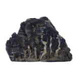 A CARVED LAPIS LAZULI COBBLE Depicting a Chinese gathering in relief. (h 14cm x length 20cm)