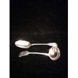 A KING WILLIAM IV SILVER TABLE SPOON Fiddle pattern, hallmarks London, 1830, together with a
