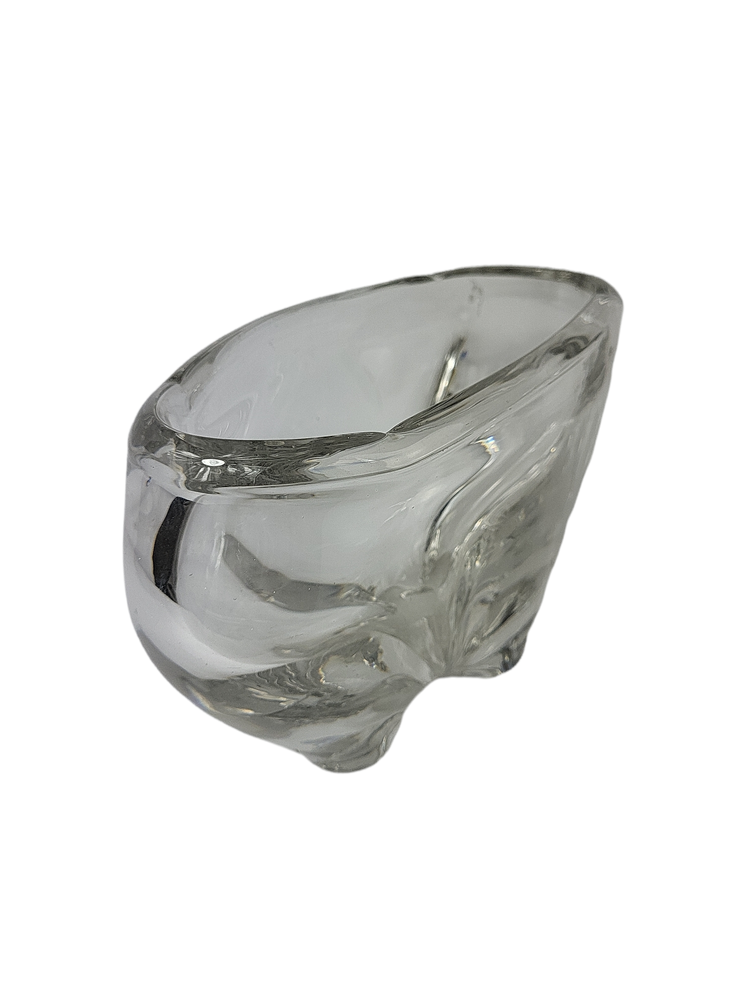 A 1960'S WHITEFRIARS HEAVY CRYSTAL CLEAR GLASS FREEFORM ART BOWL Designed after Baxter. (h 16cm x - Bild 3 aus 4