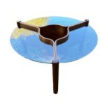 A RETRO NATHAN BENTWOOD AND GLASS CENTRE/COFFEE TABLE. (diameter 96cm x 48cm) Condition: good