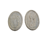 A PAIR OF GEORGIAN STYLE NEOCLASSICAL LEAD PLAQUES A pair of oval heavy lead plaques, moulded with