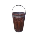 A LARGE MAHOGANY AND METAL PEAT BUCKET The Gothic panelled sides furnished with a brass swing