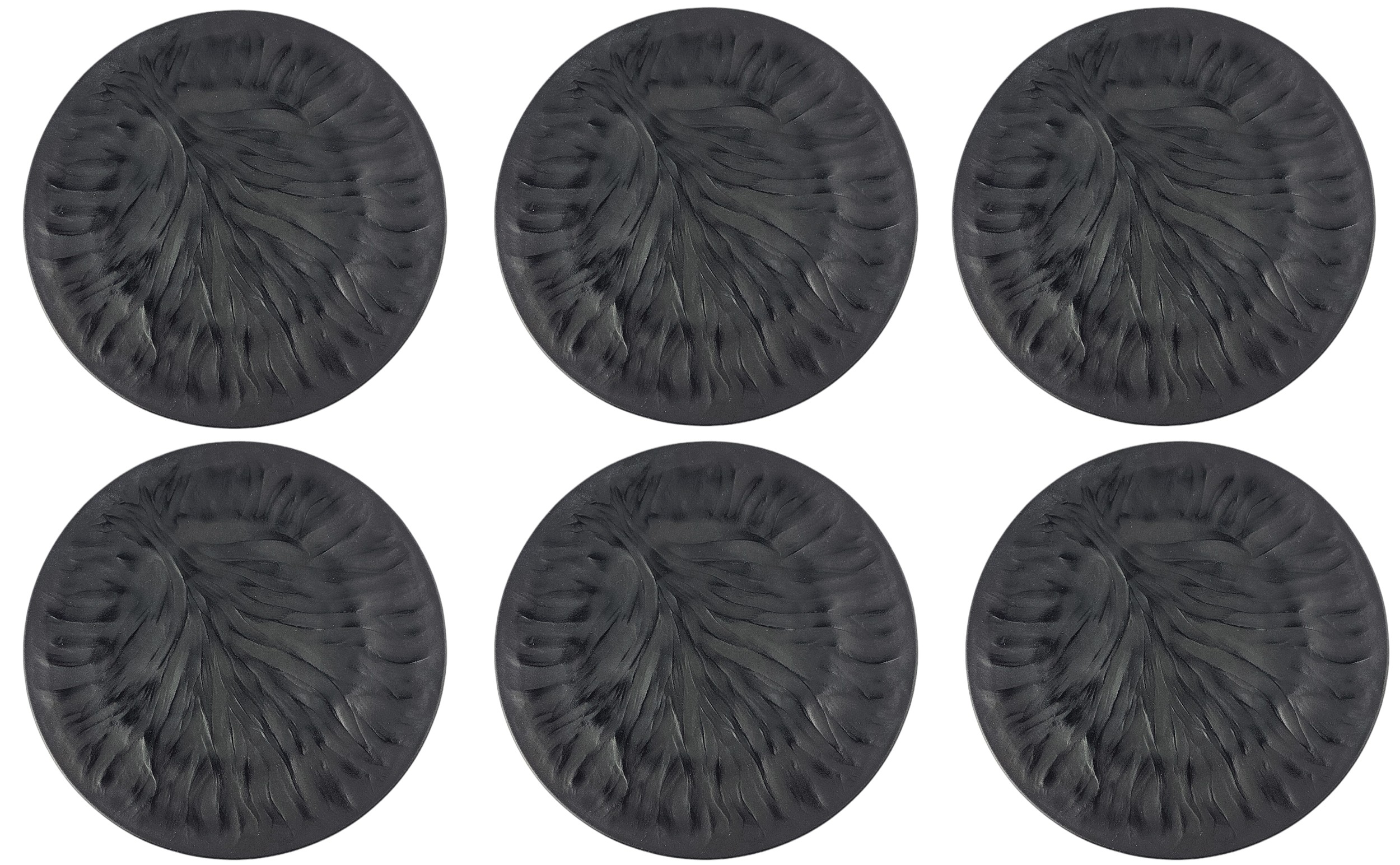 A SET OF SIX BLACK LALIQUE GLASS PLATES In the Algues pattern, etched on base 'Lalique, France'. ( - Bild 2 aus 2