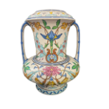 AN IMPRESSIVE LATE 19TH/EARLY 20TH CENTURY CONTINENTAL AESTHETIC MOVEMENT VASE Twin arch handled,