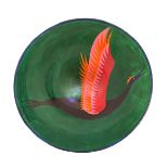 FERDINAND FINNE, FAT TIL GLEDE, A LARGE STUDIO ART GLASS CHARGER Decorated with a mythical bird,