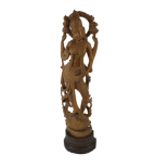 A CARVED WOOD BUDDHIST GODDESS SCULPTURE ON BASE. (h 44cm) Condition: good