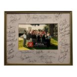 AN INTERESTING SIGNED PHOTOGRAPH OF THE CELEBRITY MASTERS VODAFONE TOURNAMENT, 1999 Signed on