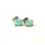 SILVER LARIMAR STUDS.