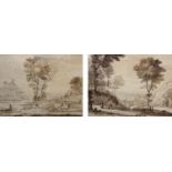 FOLLOWER OF CLAUDE GELLEE (CALLED CLAUDE LORRAIN), A PAIR OF PEN, INK AND WASH WITH TRACES OF PENCIL