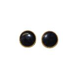 ILLIAS LALAOUNIS, 1920 - 2013, A PAIR OF 18CT YELLOW GOLD AND SODALITE EARRINGS Flat cabochon cut