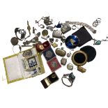A COLLECTION OF COSTUME JEWELLERY AND MISCELLANEOUS ITEMS To include a silver vesta case, silver