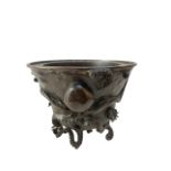 A MEJI PERIOD, 1868 - 1912, JAPANESE BRONZE KORO Having rounded upper rim decorated with a whole