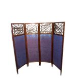 MANNER OF EDWARD WILLIAM GODWIN, A 19TH CENTURY ANGLO JAPANESE FOUR FOLD SCREEN With lattice top