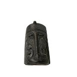 A LARGE DECORATIVE WALL HANGING TRIBAL MASK Traces of gilt underlay throughout. (length 52cm)