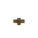 A GEORGIAN PERIOD ROSE CUT DIAMOND, GOLD AND SILVER BROOCH FORMED AS A RECTANGULAR CROSS MADE UP
