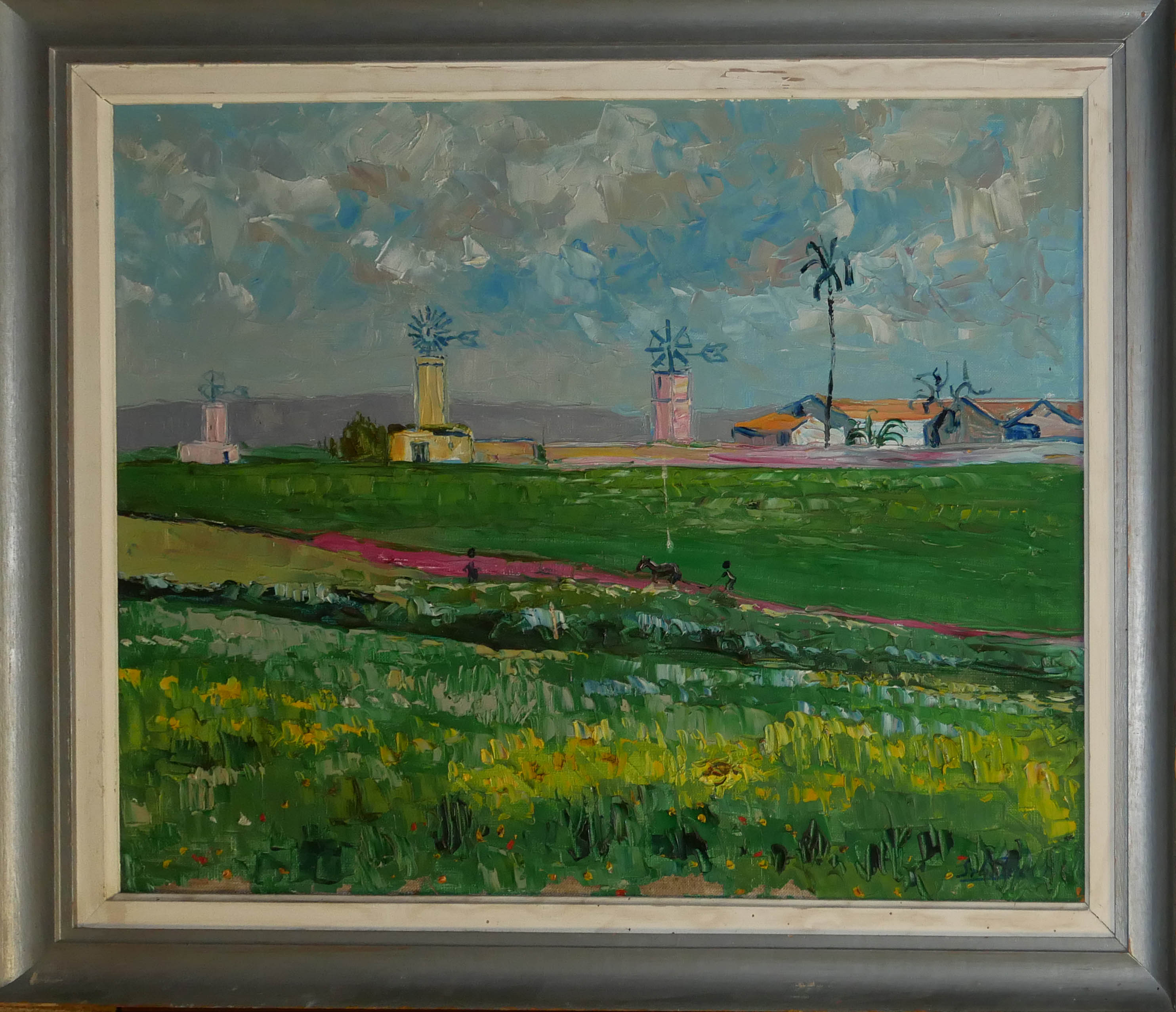 STARTER, A MID 20TH CENTURY CONTINENTAL SCHOOL OIL ON CANVAS, WEST INDIES FARMING LANDSCAPE VIEW - Image 2 of 7