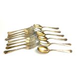 A COLLECTION OF VINTAGE SILVER FLATWARE Comprising six rat tail dessert spoons, hallmarked