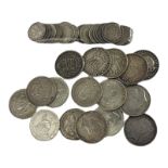 A COLLECTION OF GEORGIAN AND LATER SILVER ONE SHILLING COINS Various dates including George III,