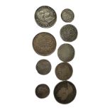 A COLLECTION OF GEORGIAN SILVER COINS To include a one Rupee coin, dated 1835 and a sixpence,