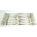 A MATCHED SET OF SIXTEEN EARLY 20TH CENTURY SILVER DINNER FORKS Various hallmarks including Martin