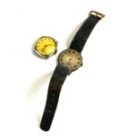 TWO VINTAGE SILVER GENT'S WRISTWATCHES Cushion form watch with yellow dial and red twelve