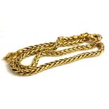 A VINTAGE CONTINENTAL 18CT GOLD NECKLACE AND BRACELET SET Having Herringbone design to links and