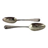 A PAIR OF GEORGIAN SILVER BERRY SPOONS Having engraved decoration and gilded bowl, hallmarked London