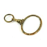 A VICTORIAN GOLD PLATED OVAL LORGNETTE With engraved floral decoration. (approx 6cm x 4cm)