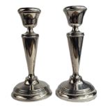 A PAIR OF ART DECO HALLMARKED SILVER GEORGE V PERIOD CANDLESTICKS Birmingham, 1932, baluster