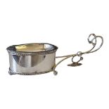 MARTIN HALL AND CO., A LARGE VICTORIAN SILVER PLATED OVAL SPOON WARMER With beaded edge and scrolled