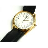 BAUME AND MERCIER, PULSATIONS, A GENT'S 18CT GOLD GENT'S WRISTWATCH Circular white dial with