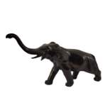 AN EARLY 20TH CENTURY PATINATED BRONZE MODEL, AN AFRICAN ELEPHANT. (h 13cm x length 27cm)