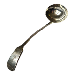 AN EDWARDIAN SILVER SOUP LADLE Fiddle pattern with engraved family crest, hallmarked London,