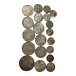 A COLLECTION OF VICTORIAN AND LATER SILVER COINS To include an 1887 double florin, a 1901 one