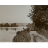 REGATTA REACH, HENLEY ON THAMES, BLACK AND WHITE PHOTOGRAPH, CIRCA 1890 Early Henley view. (37cm x