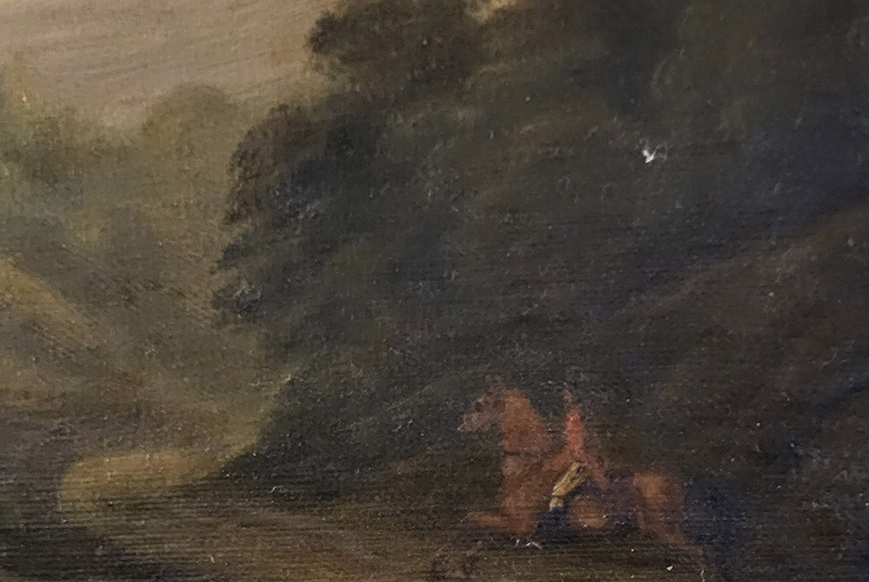 A 19TH CENTURY OIL ON CARD, MOUNTAINOUS LANDSCAPE WITH A SOLITARY Bearing label verso 'Roseberry - Image 3 of 4