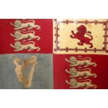 AN 18TH CENTURY ENGLISH IMPERIAL NATIONAL FLAG PAINTED ON COTTON With symbolic three English lions