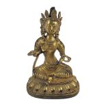 A GILT BRONZE SEATED BUDDHA. (h 22cm) Condition: good