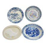 A MIXED SELECTION OF 20TH CENTURY OVAL MEAT PLATTERS Including two blue and white transfer printed