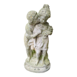 A RECONSTITUTED STONE BUST OF DAVID Along with a reconstituted stone statue, courting couple. (