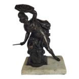 AN EXCEPTIONALLY FINE 19TH CENTURY PATINATED BRONZE STATUE, ATHENA, AMAZON FIGHTER In traditional