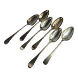 A COLLECTION OF GEORGIAN AND LATER TABLESPOONS Comprising four London made and two early 20th