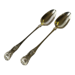 A PAIR OF VICTORIAN SCOTTISH SILVER BASTING SPOONS Kings pattern, hallmarked James McKay, Edinburgh,