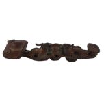 A CARVED WOOD RUI SCEPTRE Depicting a frogs head and lizards. (h 43cm) Condition: good